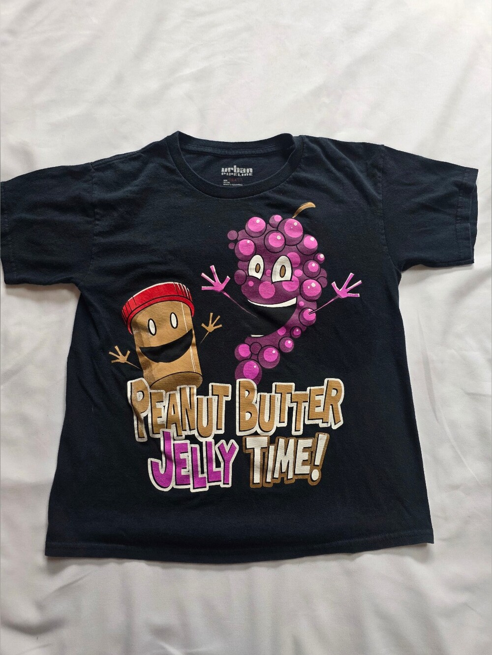 Urban Pipeline Boys Peanut Butter Jelly Time Graphic T-Shirt Youth Small Black